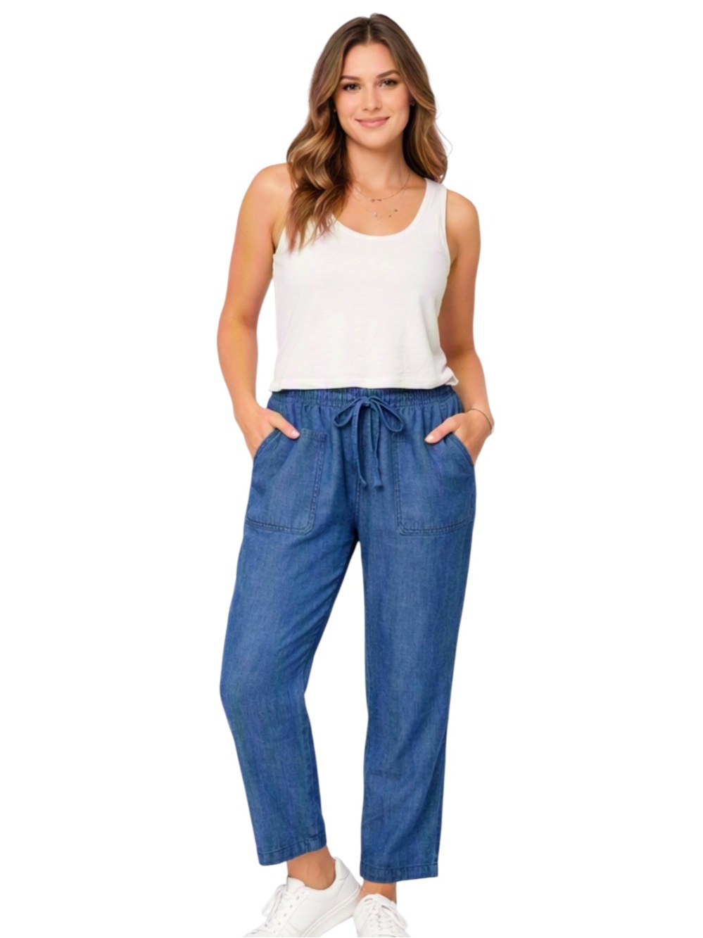 Imogene + Willie Ventura Chore Pant Light Denim Elastic Waist Cotton Small S